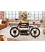 Invicta Interior Industriële console MOTORCYCLE 185cm mangohout zwart motorfiets bar upcycling - 42108