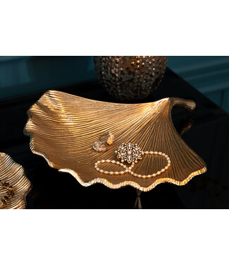 Invicta Interior Decoratieve kom GINKGO 33cm goud handgemaakt metaal - 41777