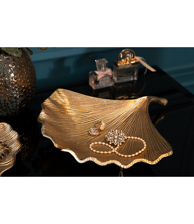 Invicta Interior Decoratieve kom GINKGO 33cm goud handgemaakt metaal - 41777