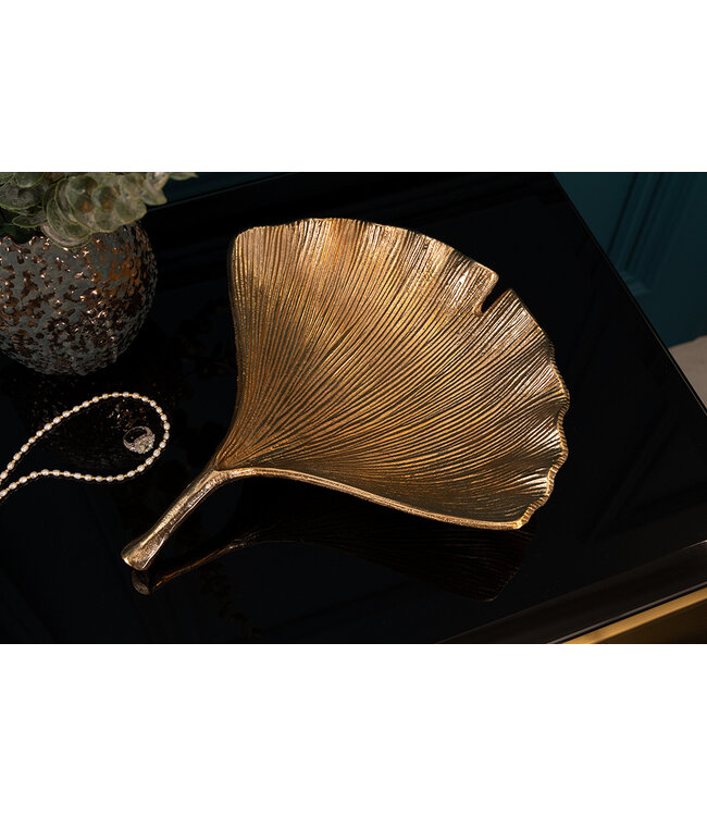 Invicta Interior Decoratieve kom GINKGO 33cm goud handgemaakt metaal - 41777