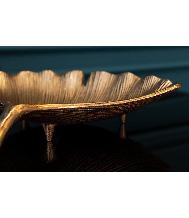 Invicta Interior Decoratieve kom GINKGO 33cm goud handgemaakt metaal - 41777