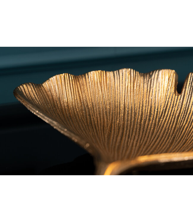 Invicta Interior Decoratieve kom GINKGO 33cm goud handgemaakt metaal - 41777