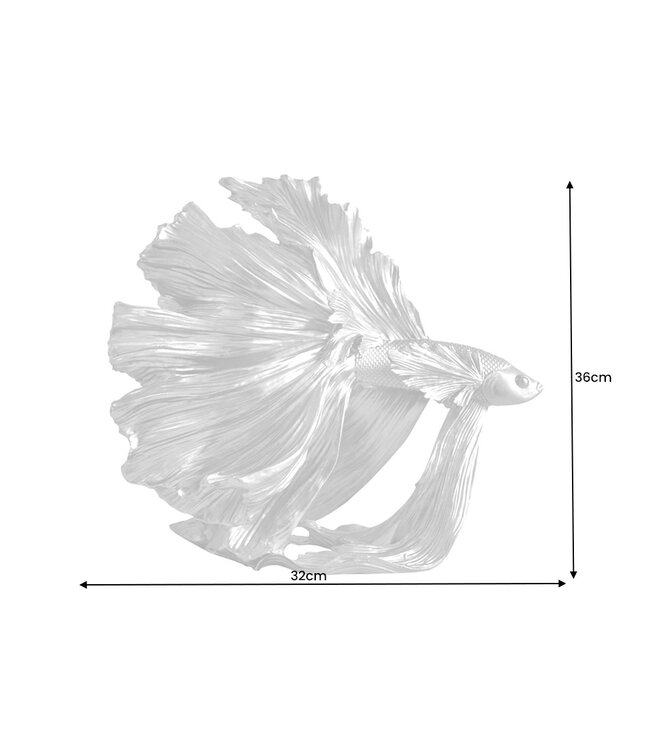 Invicta Interior Design decoratief figuur vechtende vis CROWNTAIL 35cm zilveren Betta vissculptuur - 43175