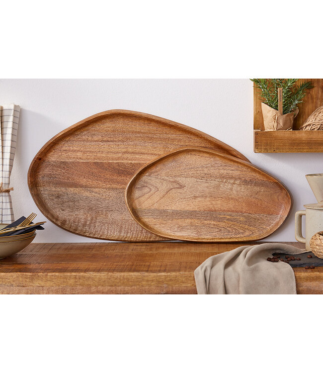 Invicta Interior Set van 2 massieve dienbladen AMAZONAS 56 cm handgemaakt mangohout - 41366