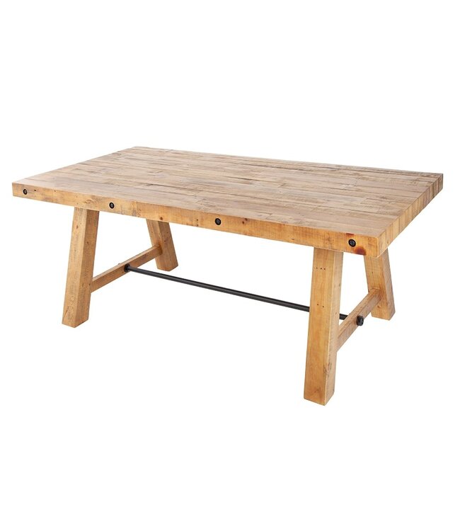 Invicta Interior Massieve eettafel FINCA 200cm vintage bruin gerecycled grenenhout industrieel design - 41246