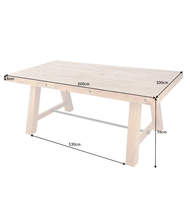 Invicta Interior Massieve eettafel FINCA 200cm vintage bruin gerecycled grenenhout industrieel design - 41246