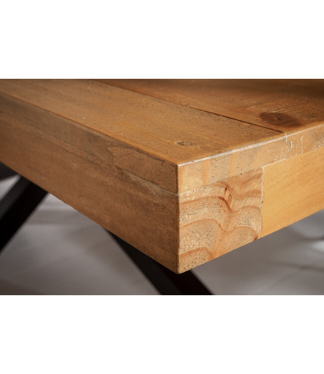 Invicta Interior Massieve eettafel GALAXIE 240 cm vintage bruin gerecycled grenenhout zwart stalen frame - 43561