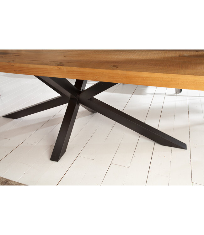 Invicta Interior Massieve eettafel GALAXIE 240 cm vintage bruin gerecycled grenenhout zwart stalen frame - 43561