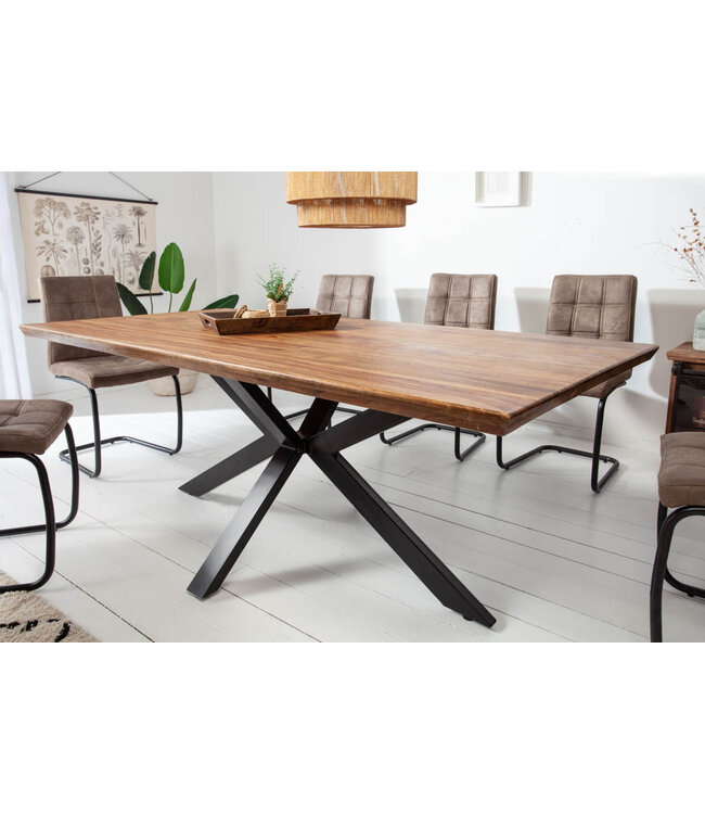 Invicta Interior Massief houten eettafel GALAXIE 200cm steenafwerking Sheesham Industrieel Design - 43447