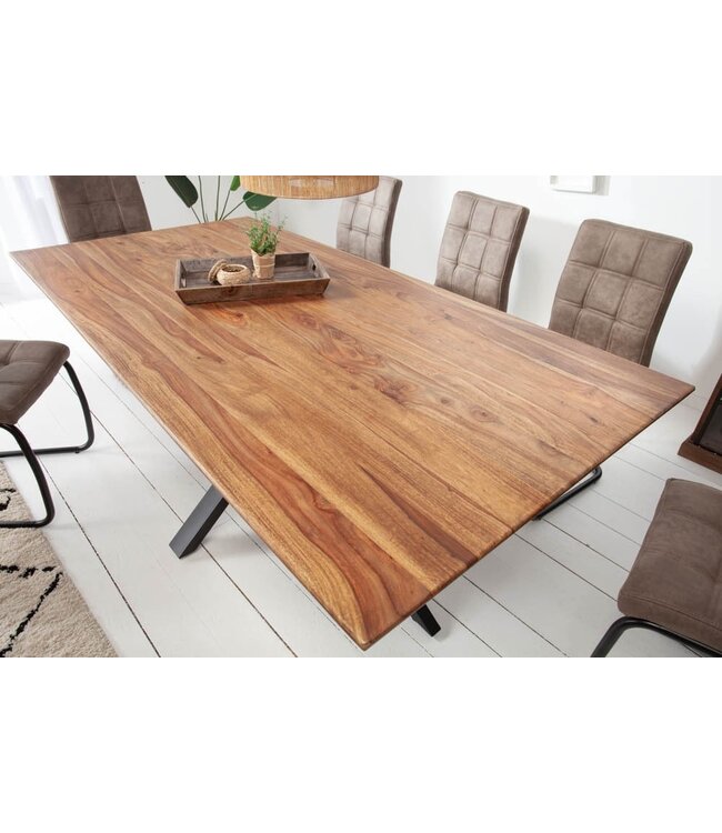 Invicta Interior Massief houten eettafel GALAXIE 200cm steenafwerking Sheesham Industrieel Design - 43447