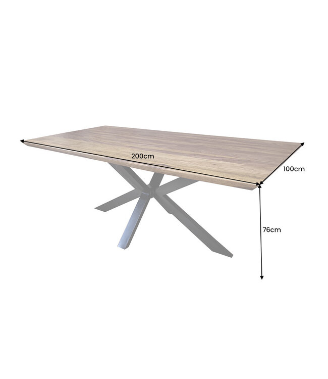 Invicta Interior Massief houten eettafel GALAXIE 200cm steenafwerking Sheesham Industrieel Design - 43447