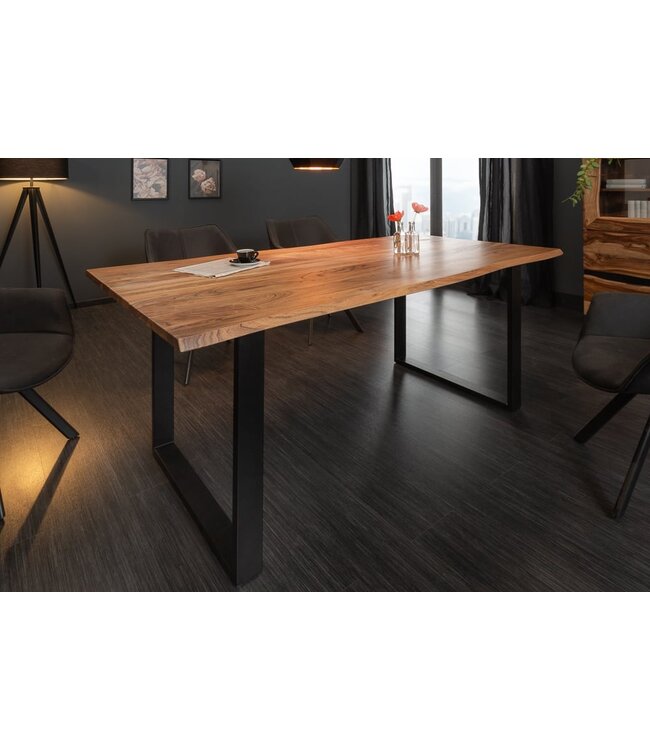 Invicta Interior Massief houten eettafel MAMMUT 180 cm wilde acaciaboom rand industrieel design 2,6 cm tafelblad - 43469