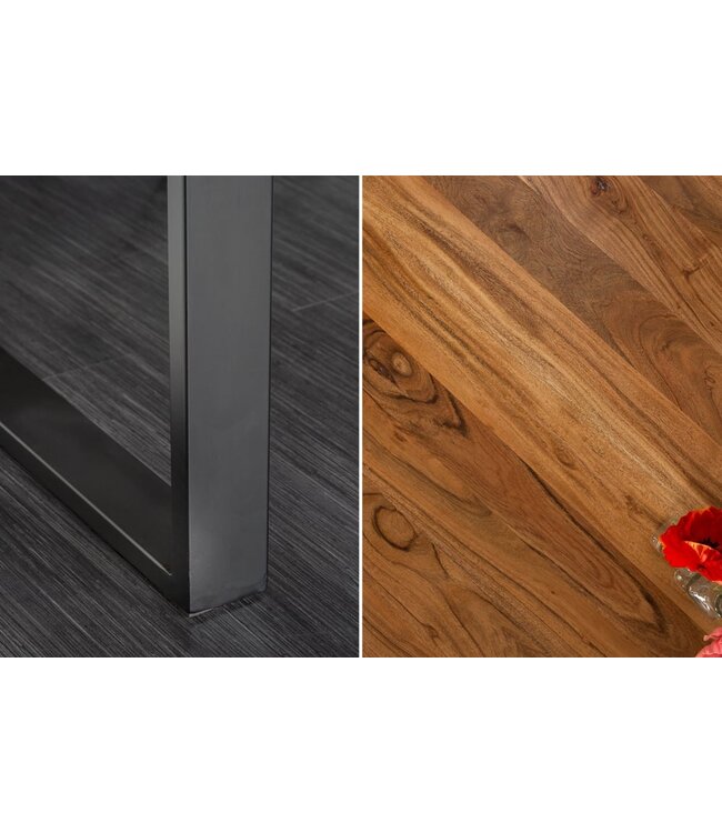 Invicta Interior Massief houten eettafel MAMMUT 180 cm wilde acaciaboom rand industrieel design 2,6 cm tafelblad - 43469