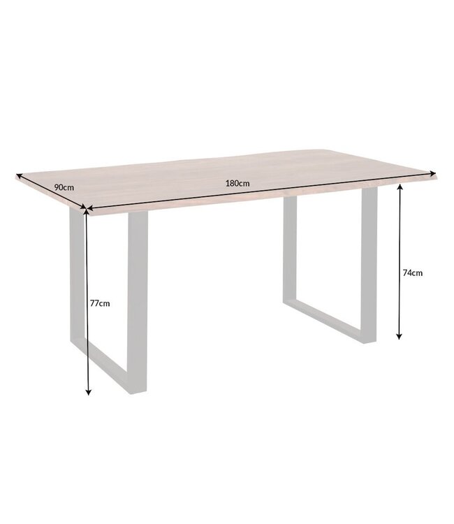 Invicta Interior Massief houten eettafel MAMMUT 180 cm wilde acaciaboom rand industrieel design 2,6 cm tafelblad - 43469