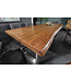 Invicta Interior Massief houten eettafel MAMMUT NATURE 200cm acaciaboom rand 6cm tafelblad roestvrijstalen poten - 40127