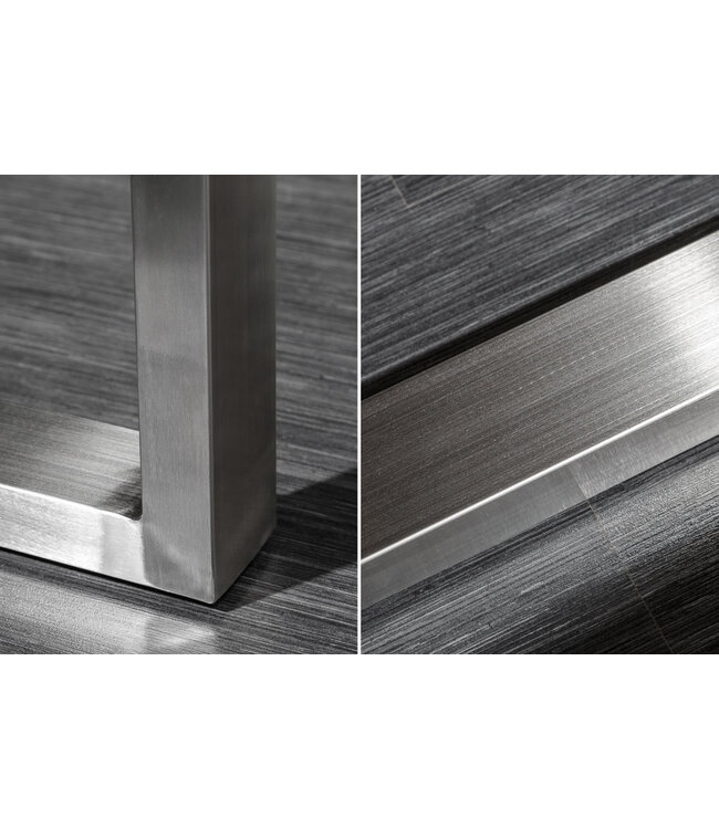 Invicta Interior Massief houten eettafel MAMMUT NATURE 200cm acaciaboom rand 6cm tafelblad roestvrijstalen poten - 40127