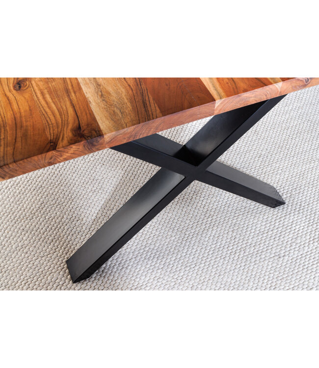 Invicta Interior Massief houten eettafel MAMMUT 160cm acaciaboomrand X-frame industrieel design 2,6 cm blad - 43480