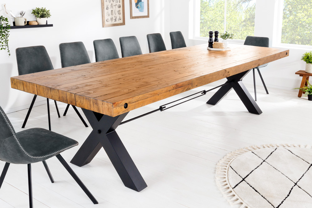 Eettafel Thor 300cm pine vintage Bruin 80mm/ 43380 - Meubello®