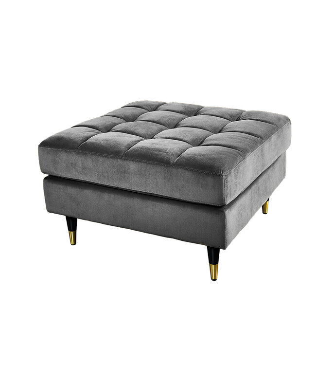 Invicta Interior Design kruk COSY VELVET 80cm grijs fluweel gouden poten - 43132