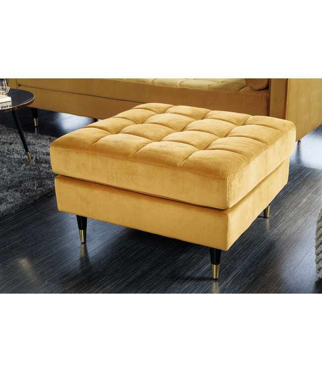 Invicta Interior Design kruk COSY VELVET 80cm mosterdgeel goud fluwelen metalen poten - 41302