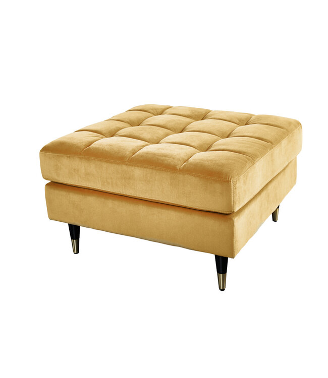 Invicta Interior Design kruk COSY VELVET 80cm mosterdgeel goud fluwelen metalen poten - 41302
