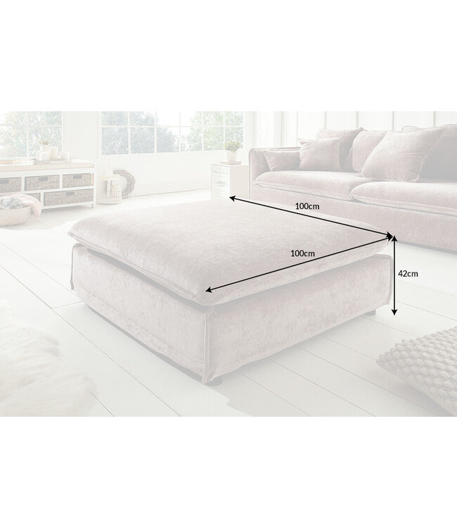 Invicta Interior Grote kruk HEAVEN 100cm taupe fluweel landelijke stijl - 39766