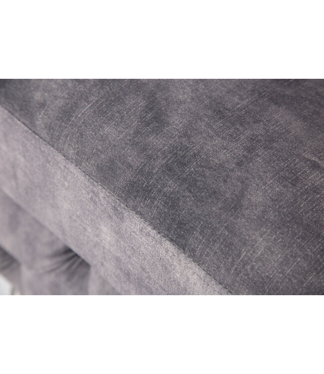 Invicta Interior Chesterfield kruk MODERN BAROK 92cm donkergrijze fluwelen voetenbank - 41135