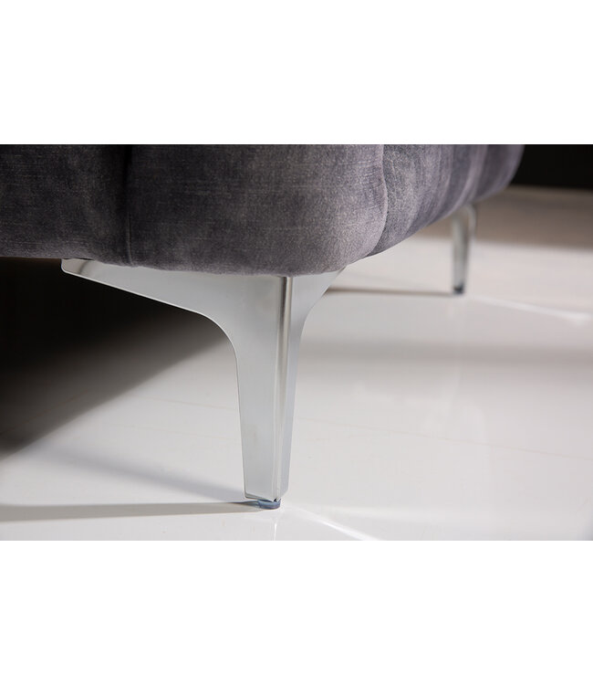 Invicta Interior Chesterfield kruk MODERN BAROK 92cm donkergrijze fluwelen voetenbank - 41135