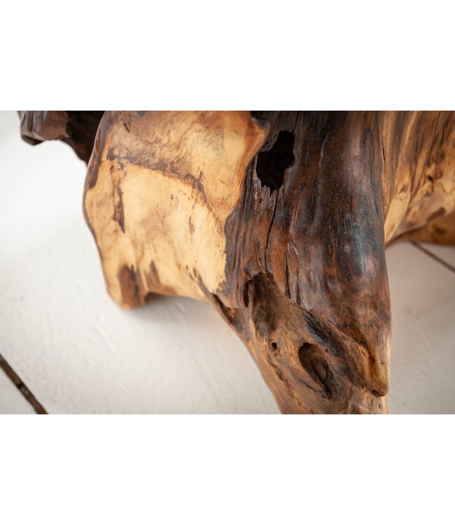 Invicta Interior Massieve bijzettafel ROOT 40cm teakhouten kruk gemaakt van wortelhout - 37139