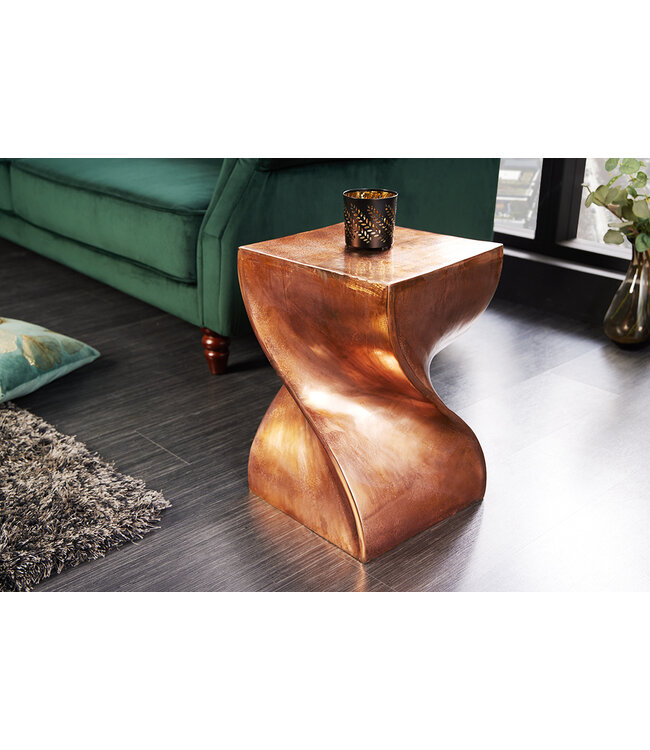 Invicta Interior Sculpturale bijzettafel TWIST 30cm handgemaakt nachtkastje van gevlamd kopermetaal - 42006