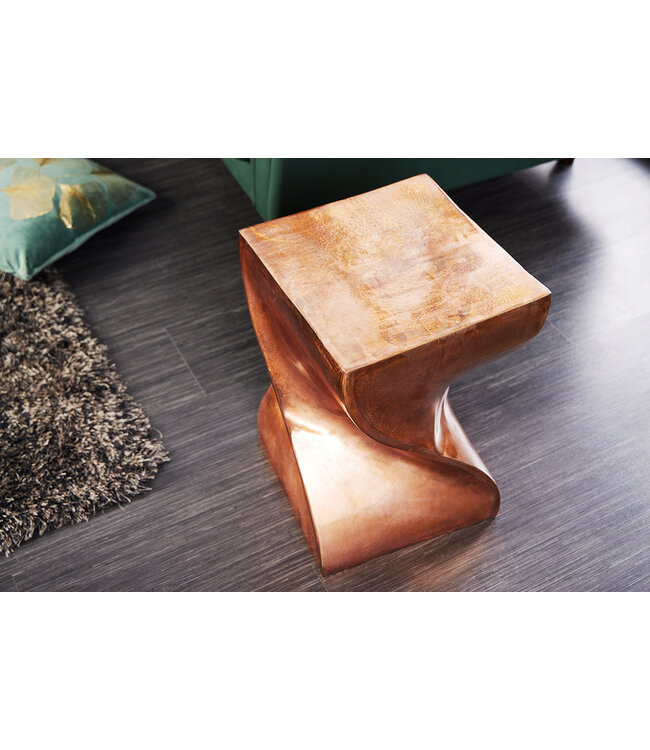 Invicta Interior Sculpturale bijzettafel TWIST 30cm handgemaakt nachtkastje van gevlamd kopermetaal - 42006