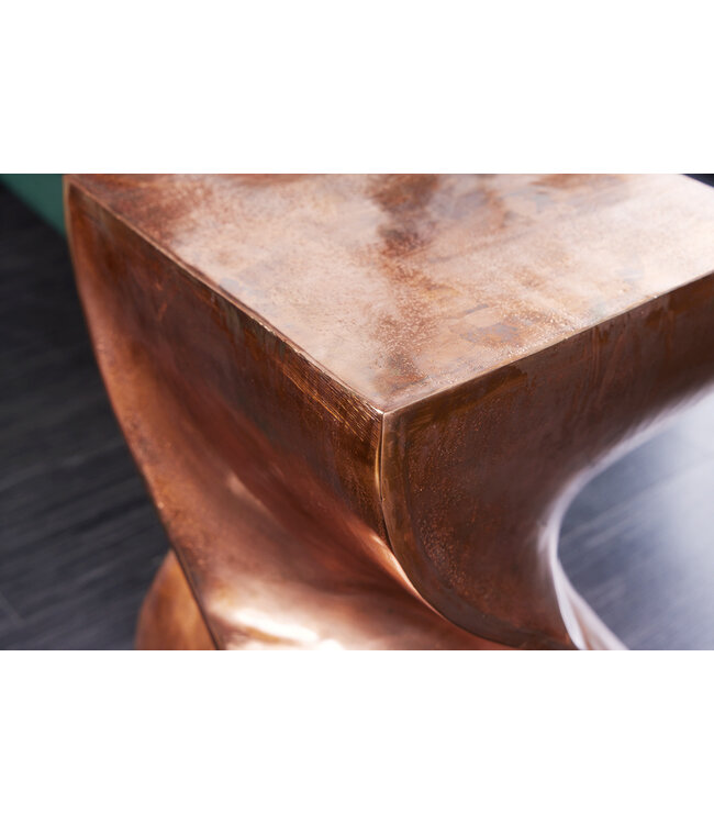 Invicta Interior Sculpturale bijzettafel TWIST 30cm handgemaakt nachtkastje van gevlamd kopermetaal - 42006