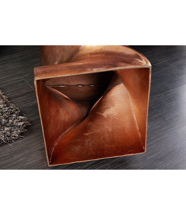 Invicta Interior Sculpturale bijzettafel TWIST 30cm handgemaakt nachtkastje van gevlamd kopermetaal - 42006