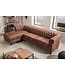 Invicta Interior Design hoekbank CHESTERFIELD 270cm antiekbruin met knoopstiksel en veerkern poef links - 40611