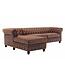 Invicta Interior Design hoekbank CHESTERFIELD 270cm antiekbruin met knoopstiksel en veerkern poef links - 40611