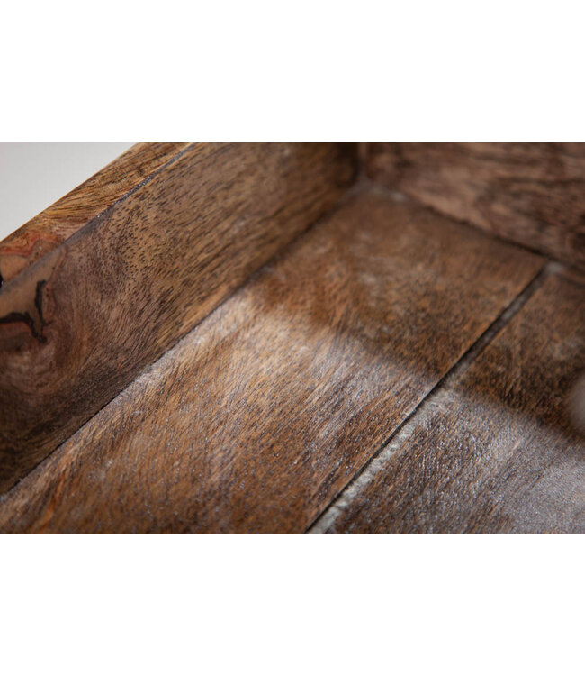 Invicta Interior Massief dienblad 44x29cm mangohout antieke afwerking met handvatten - 40633