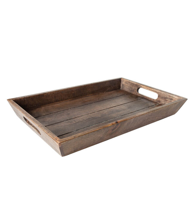 Invicta Interior Massief dienblad 44x29cm mangohout antieke afwerking met handvatten - 40633
