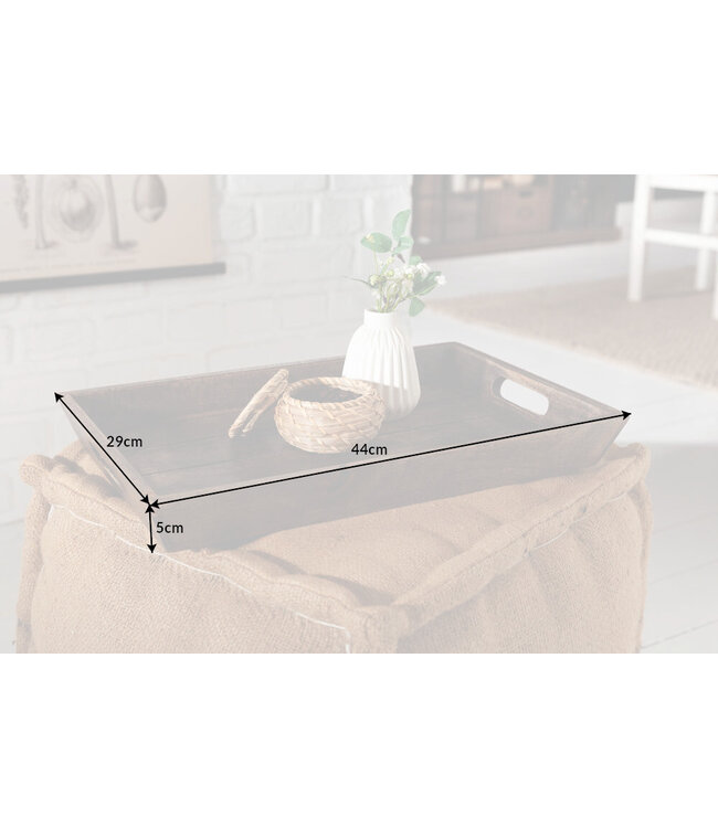 Invicta Interior Massief dienblad 44x29cm mangohout antieke afwerking met handvatten - 40633