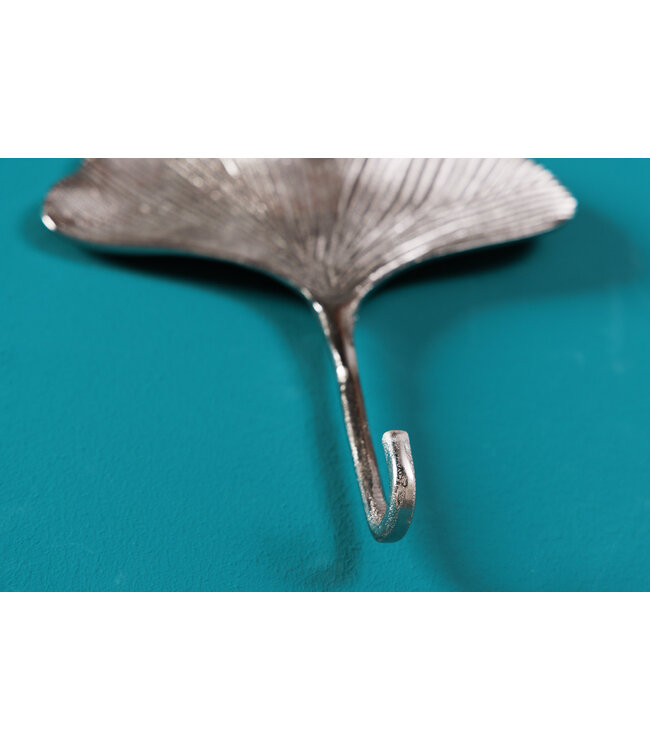 Invicta Interior Decoratieve kapstokhaak set van 3 GINKGO 30cm zilver handgemaakt metaal - 41784