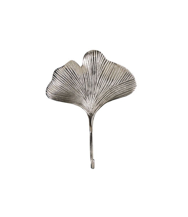 Invicta Interior Decoratieve kapstokhaak set van 3 GINKGO 30cm zilver handgemaakt metaal - 41784