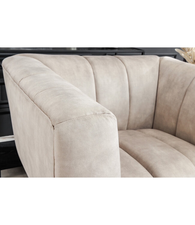 Invicta Interior Retro fauteuil NOBLESSE 105cm champagne fluweel met decoratieve quilting - 43267