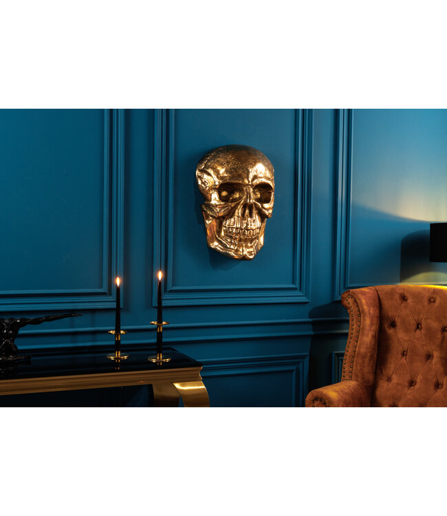 Invicta Interior Exclusief wandsculptuur SKULL XXL 40cm gouden decoratieve schedel - 38385