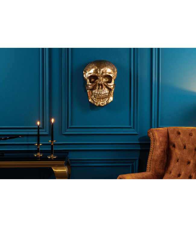 Invicta Interior Exclusief wandsculptuur SKULL XXL 40cm gouden decoratieve schedel - 38385