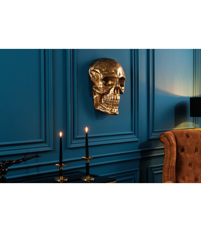 Invicta Interior Exclusief wandsculptuur SKULL XXL 40cm gouden decoratieve schedel - 38385