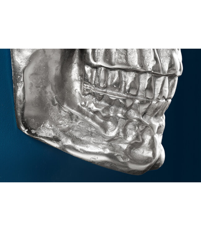 Invicta Interior Exclusief wandsculptuur SKULL XXL 40cm zilveren decoratieve schedel - 38383