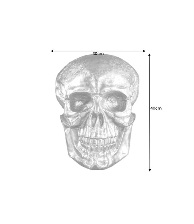Invicta Interior Exclusief wandsculptuur SKULL XXL 40cm zilveren decoratieve schedel - 38383