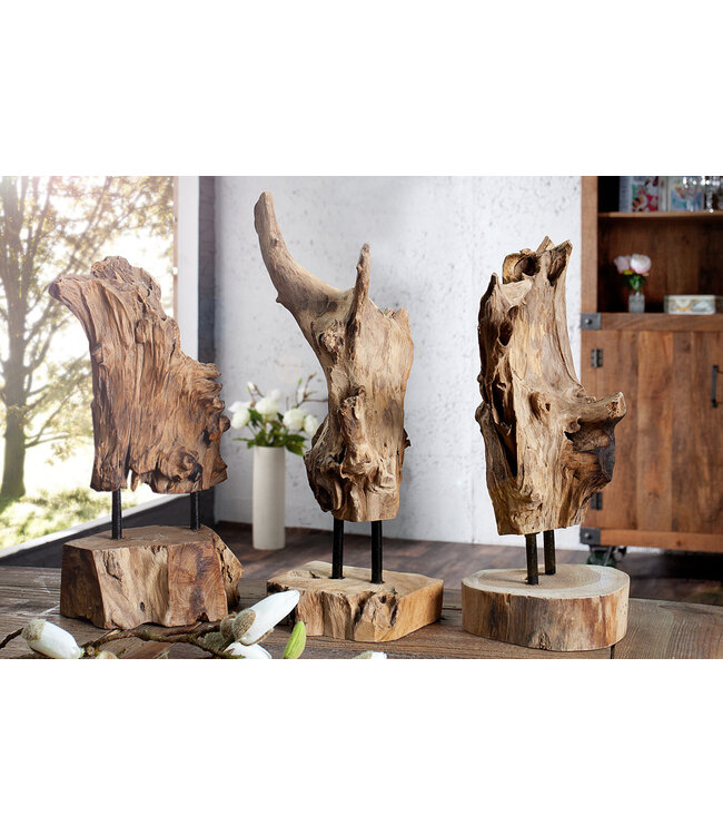 Invicta Interior Massief teakhouten ornament FLAME 30-40cm drijfhout decoratie - 35487