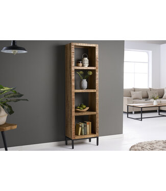 Invicta Interior Stevige plank IRON CRAFT 176cm mangohouten boekenkast vier vakken industrieel design - 42375