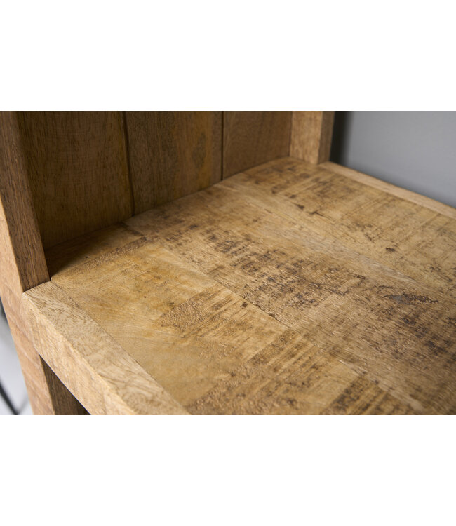 Invicta Interior Stevige plank IRON CRAFT 176cm mangohouten boekenkast vier vakken industrieel design - 42375