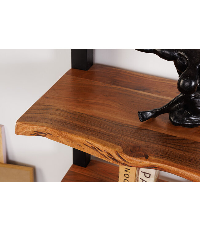 Invicta Interior Massieve boekenkast MAMMUT 178cm acaciazwart vijf planken - 41628